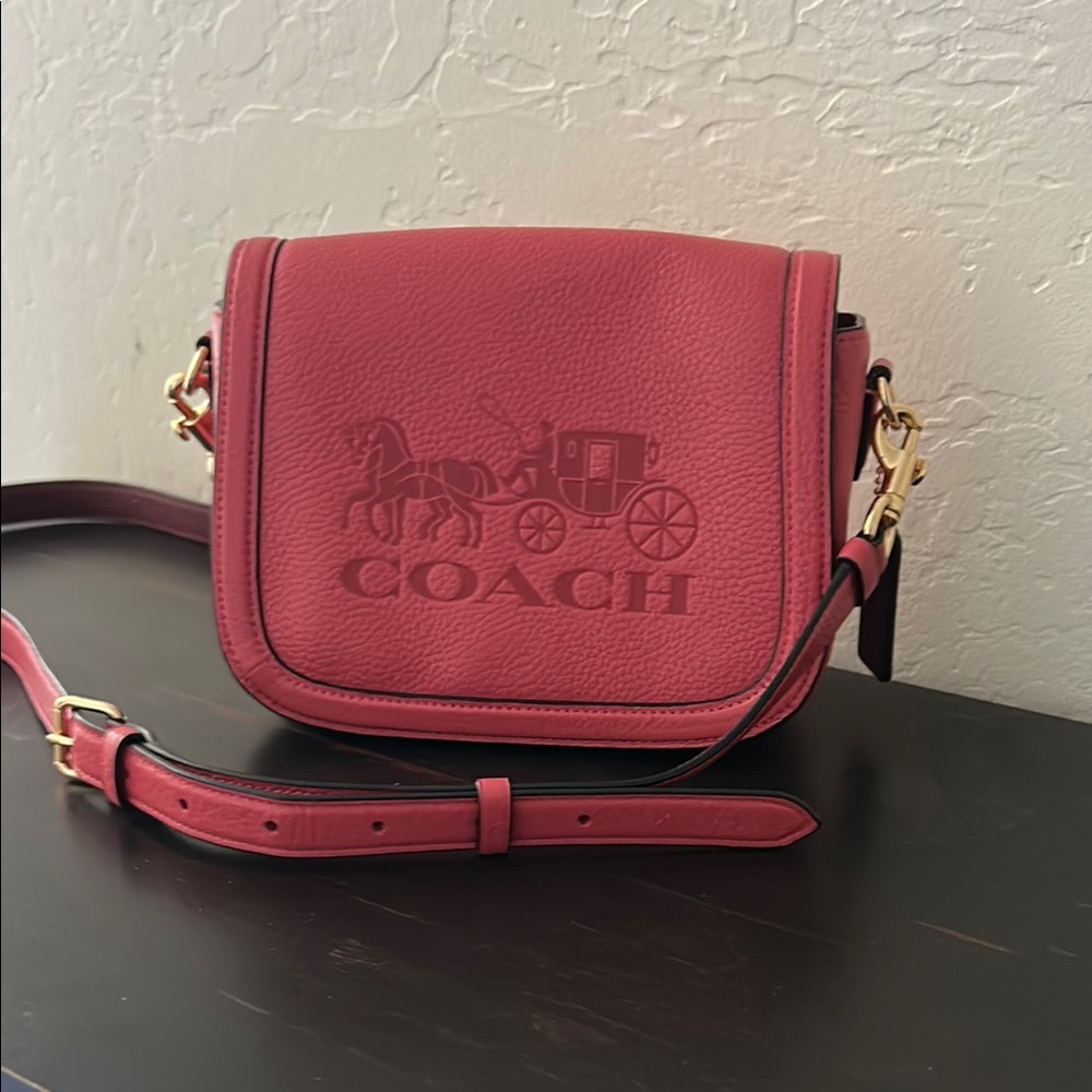 Coach Pink Crossbody Bag with Saddle Silhouette